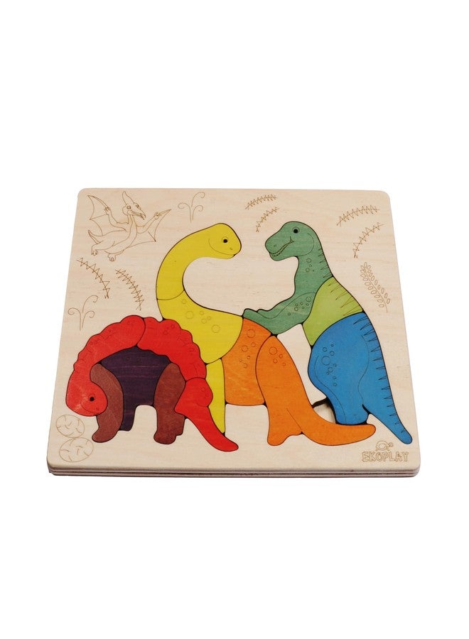 Ekoplay Jurassic Wooden Puzzle | 15 Pieces Jigsaw Puzzle | Endangered Animals For Kids 3 Years And Above - Image 3